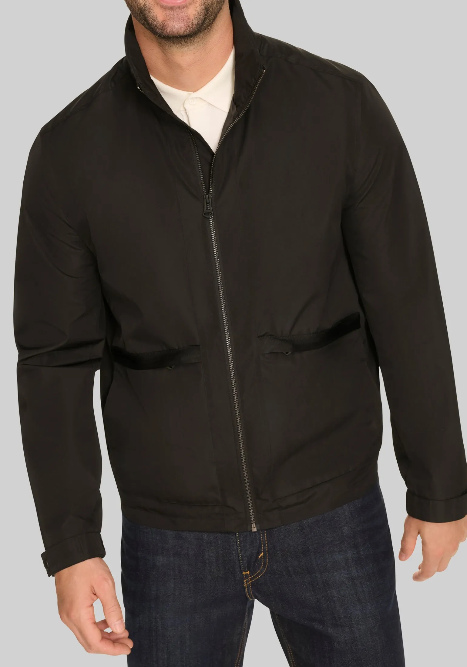 Cole Haan Stand Collar Packable Rain Jacket