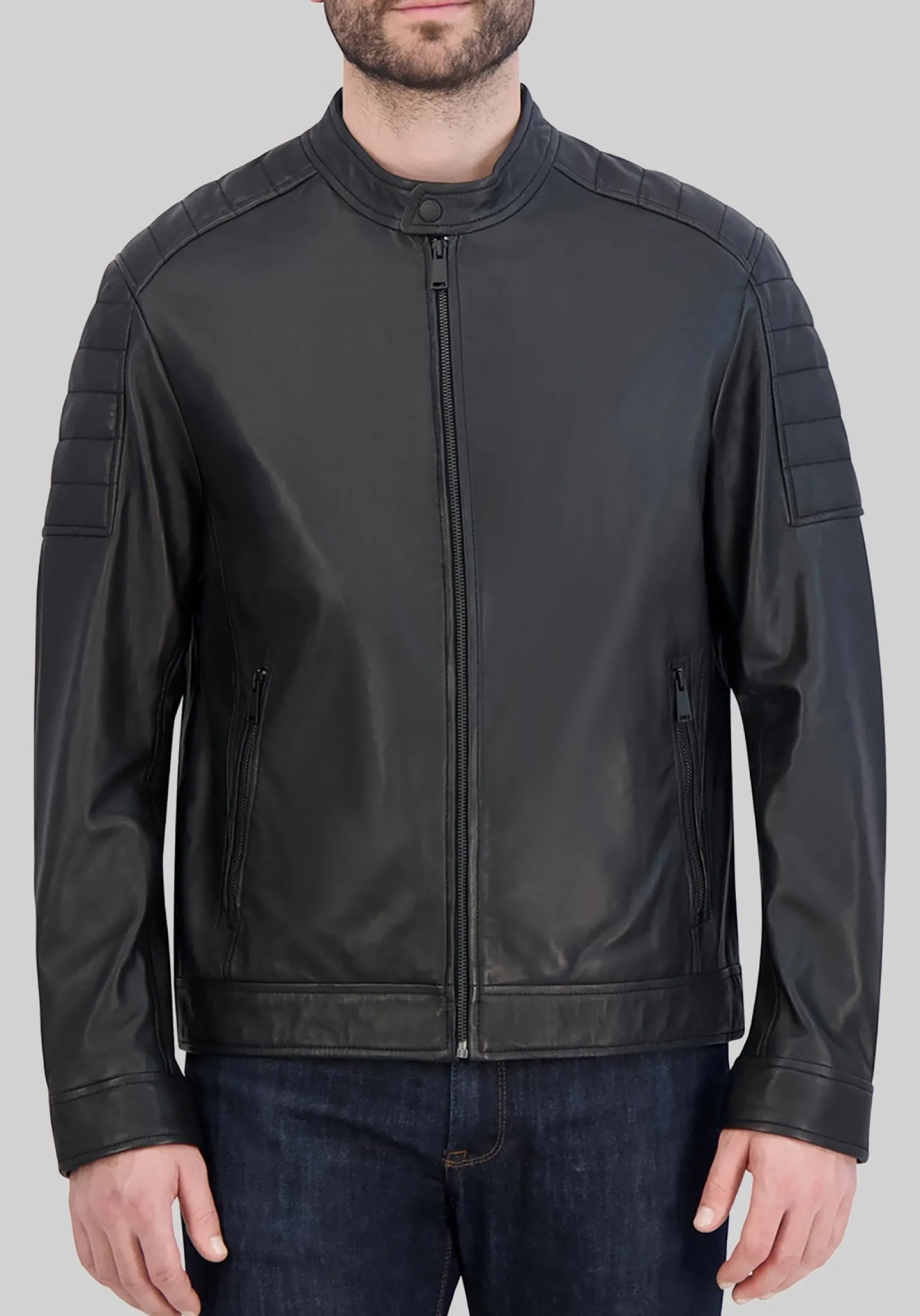 Cole Haan Traditional Fit Washed Lamb Leather Jacket