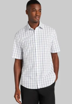 1905 Collection Tailored Fit Bold Grid Short Sleeve Button Up Shirt