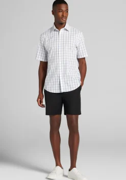 1905 Collection Tailored Fit Bold Grid Short Sleeve Button Up Shirt