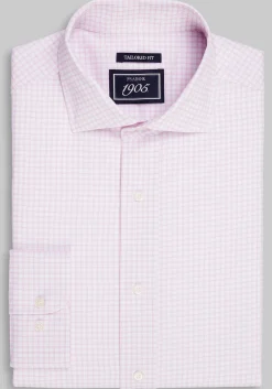 1905 Collection Tailored Fit Check 4-Way Stretch Dress Shirt