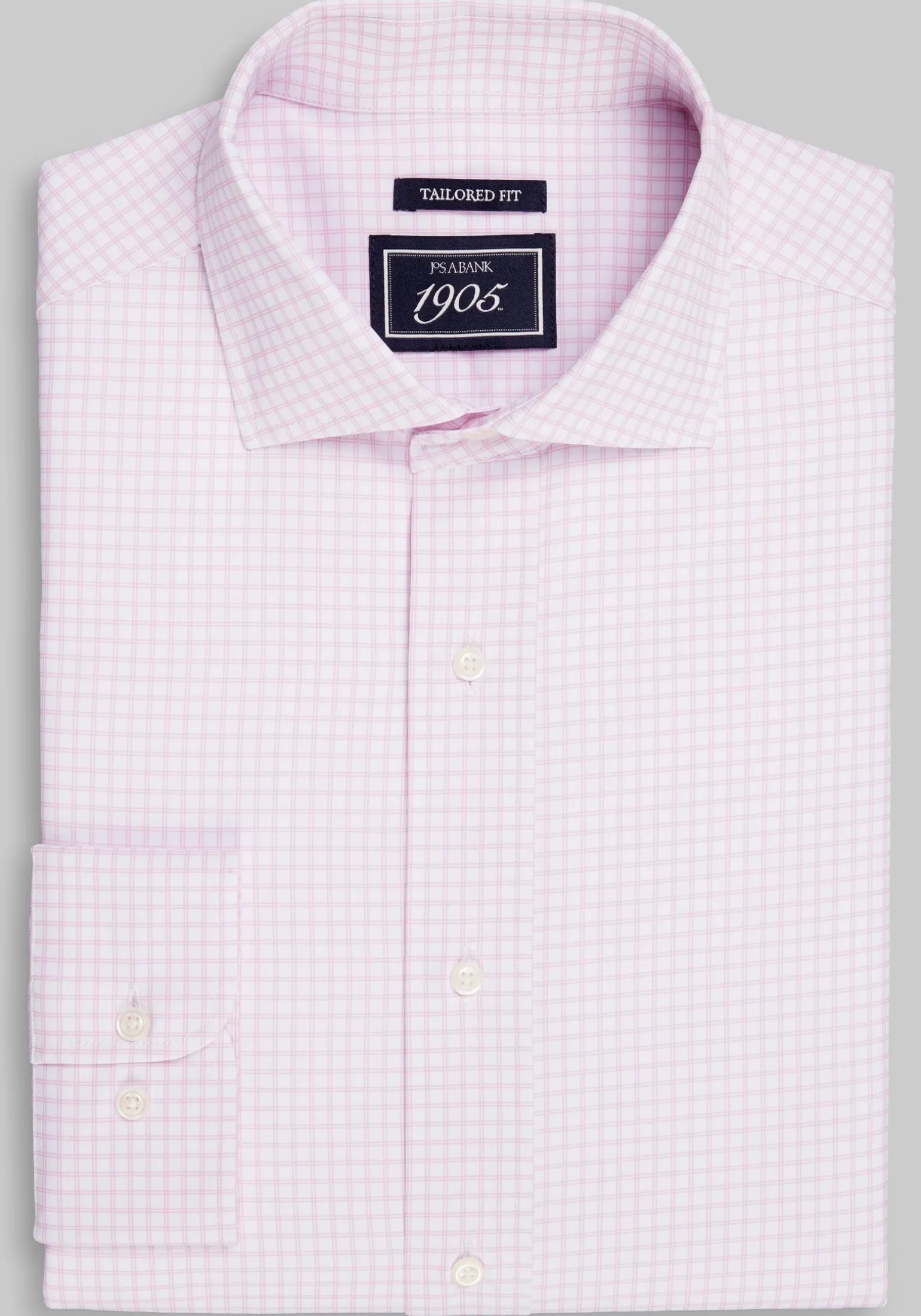 1905 Collection Tailored Fit Check 4-Way Stretch Dress Shirt