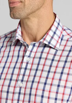 1905 Collection Tailored Fit Large Check Button Up Shirt - Big & Tall