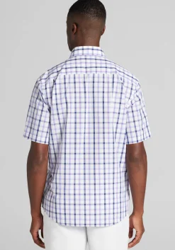 1905 Collection Tailored Fit Large Plaid Short Sleeve Button Up Shirt