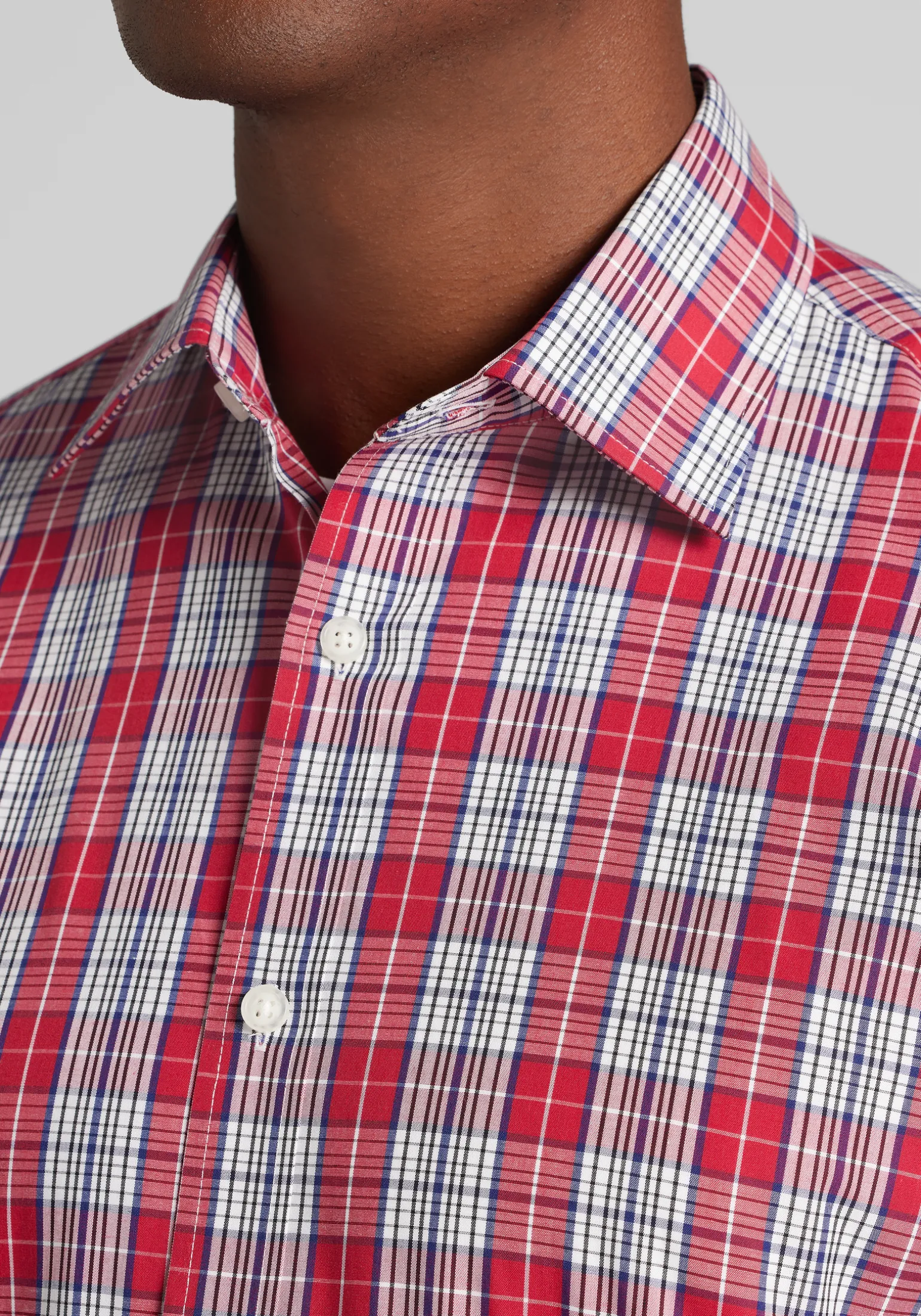 1905 Collection Tailored Fit Plaid Short Sleeve Button Up Shirt - Big & Tall