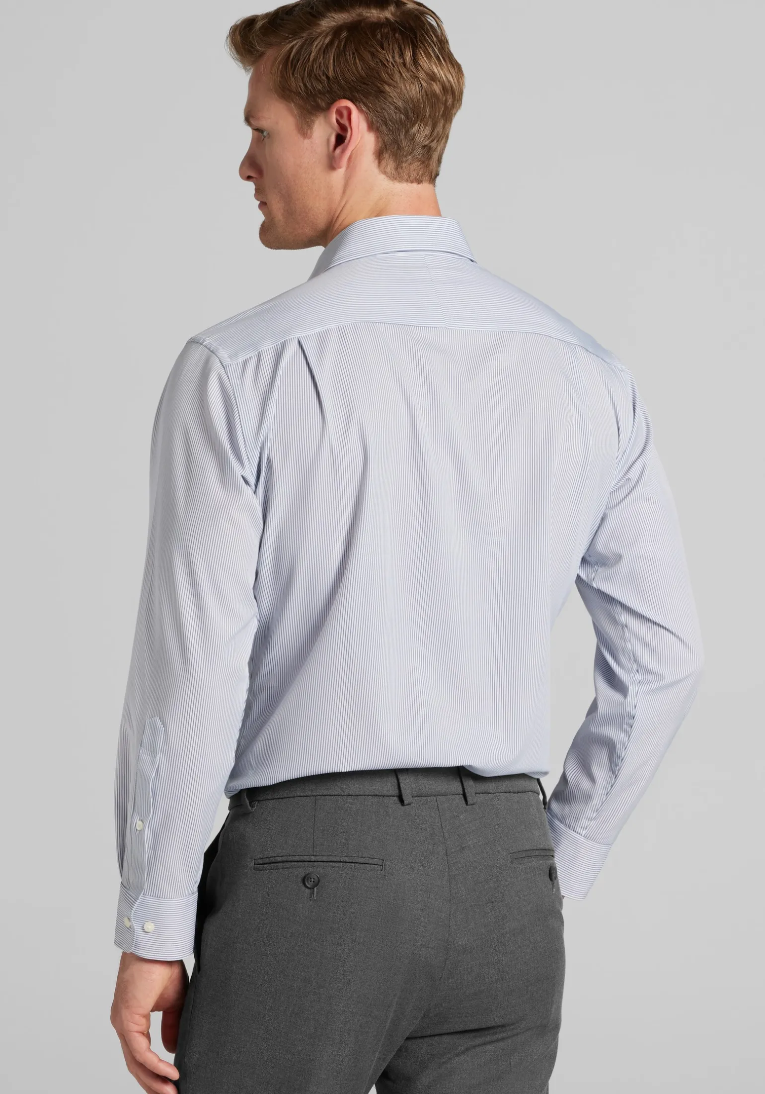 1905 Collection Tailored Fit Spread Collar Stripe 4-Way Stretch Dress Shirt
