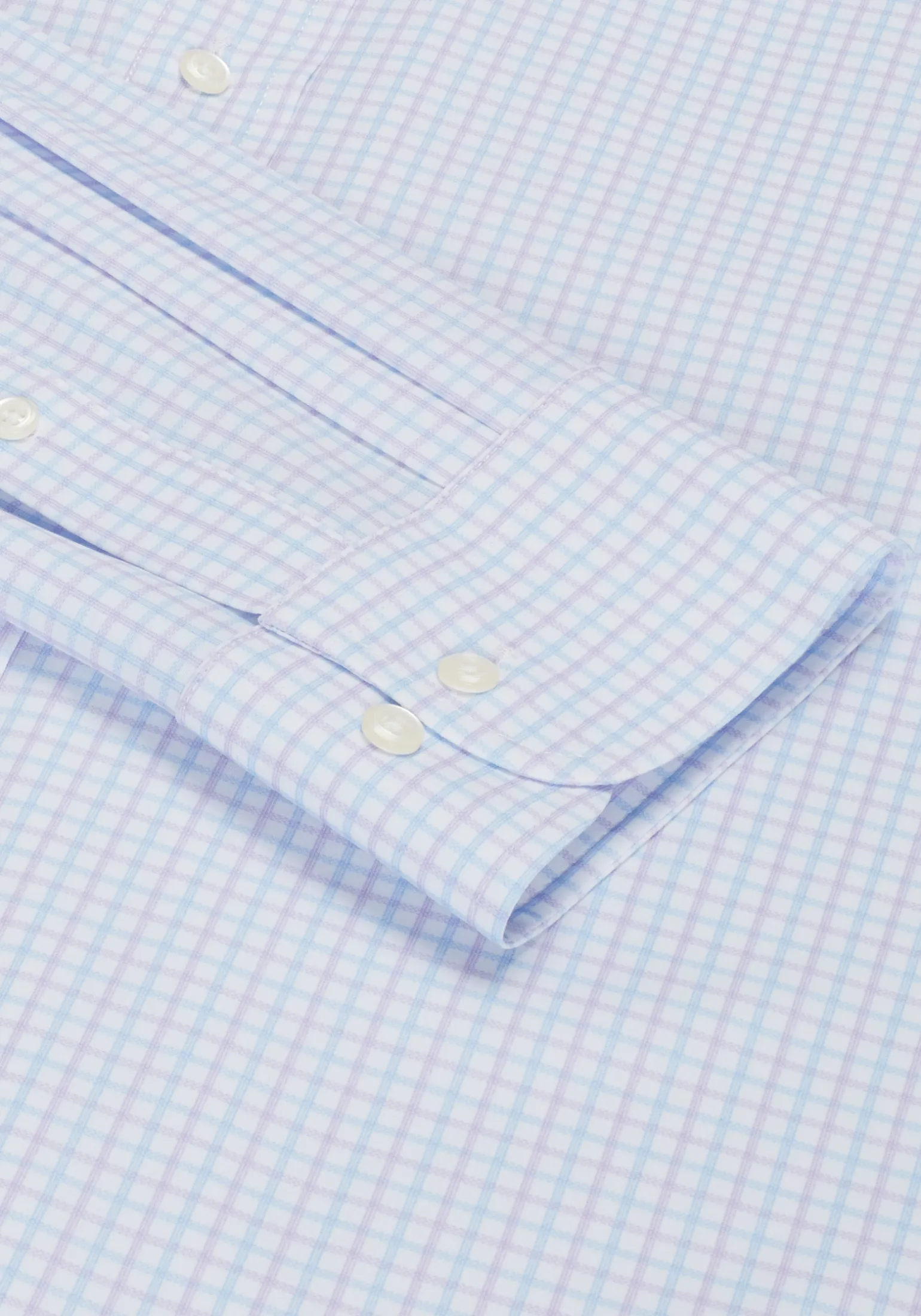 1905 Collection Tailored Fit Spread Collar Grid 4-Way Stretch Dress Shirt