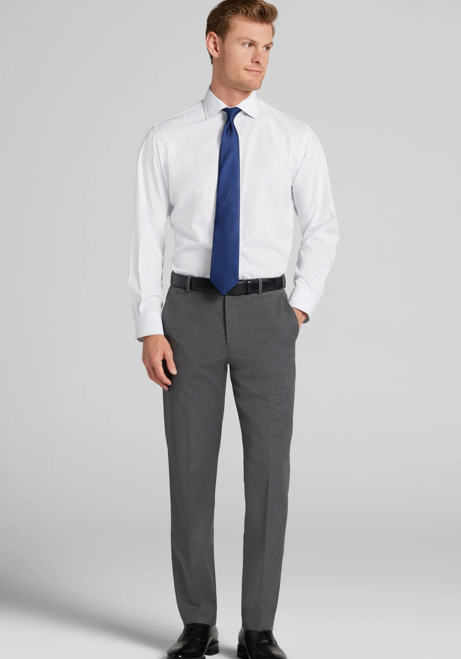 1905 Collection Tailored Fit Spread Collar Dot 4-Way Stretch Dress Shirt