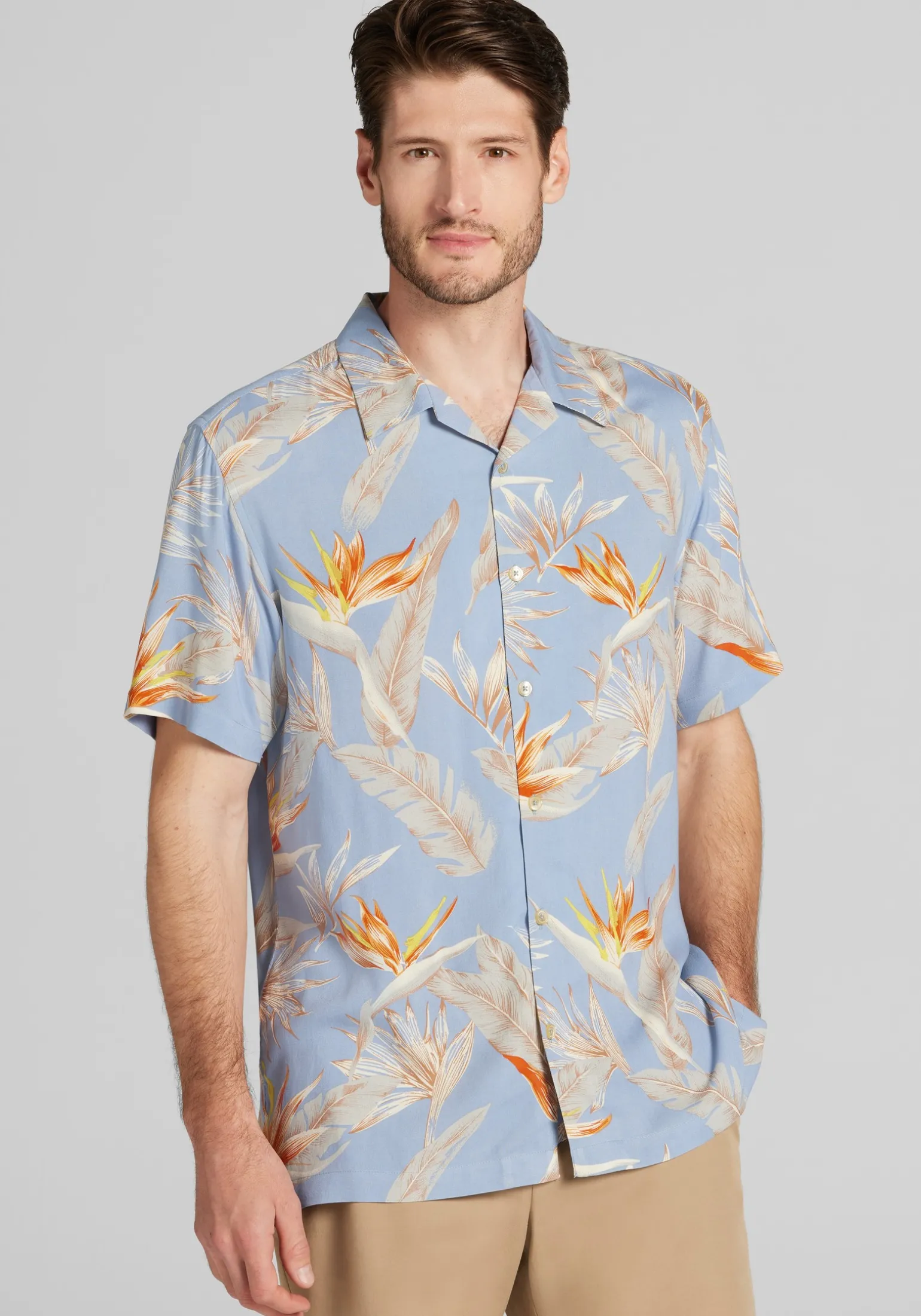 1905 Collection Tailored Fit Tropical Floral Short Sleeve Hawaiian Camp Shirt CLEARANCE