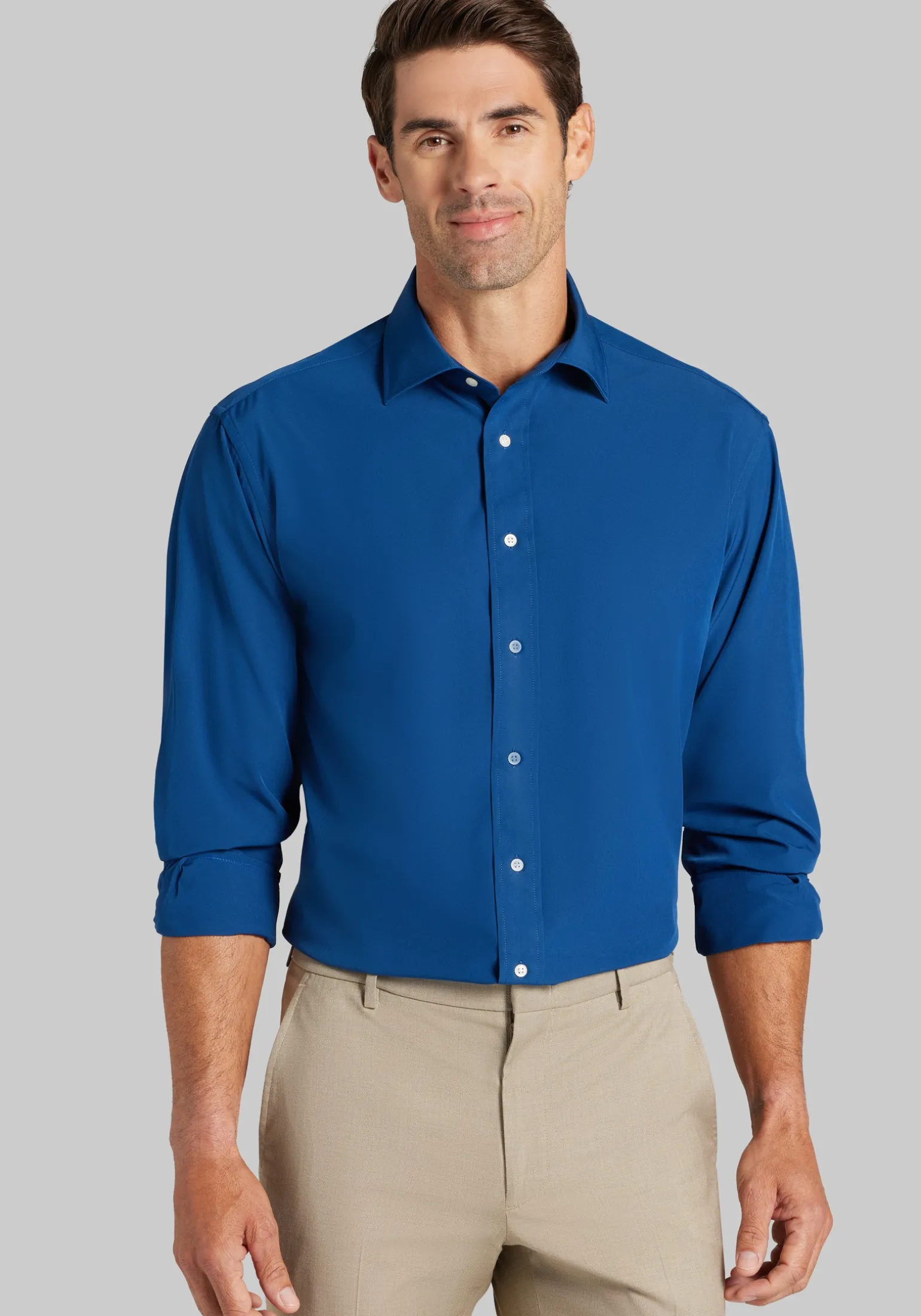 1905 Collection Traditional Fit Spread Collar Solid 4-Way Stretch Dress Shirt