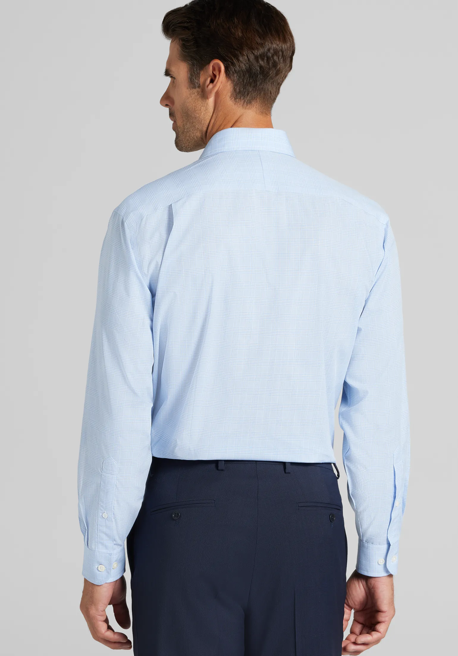1905 Collection Traditional Fit Spread Collar Plaid Dress Shirt