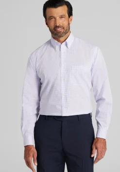 1905 Collection Traditional Fit 4-Way Stretch Button-Down Collar Mini Plaid Dress Shirt