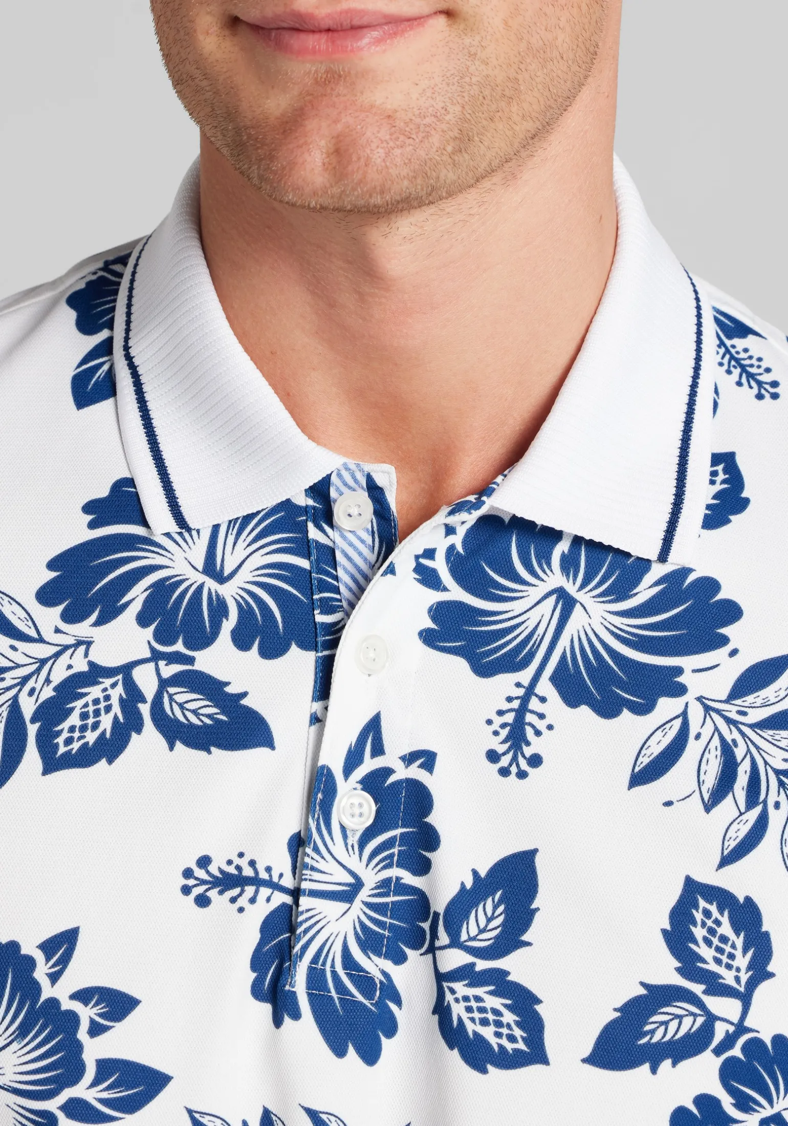 Con.Struct Slim Fit Hawaiian Flower Tipped Pique Polo CLEARANCE