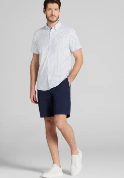 Con.Struct Slim Fit Mini Geo 4-Way Stretch Short Sleeve Button Up Shirt