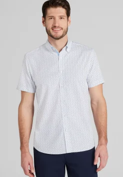 Con.Struct Slim Fit Mini Geo 4-Way Stretch Short Sleeve Button Up Shirt