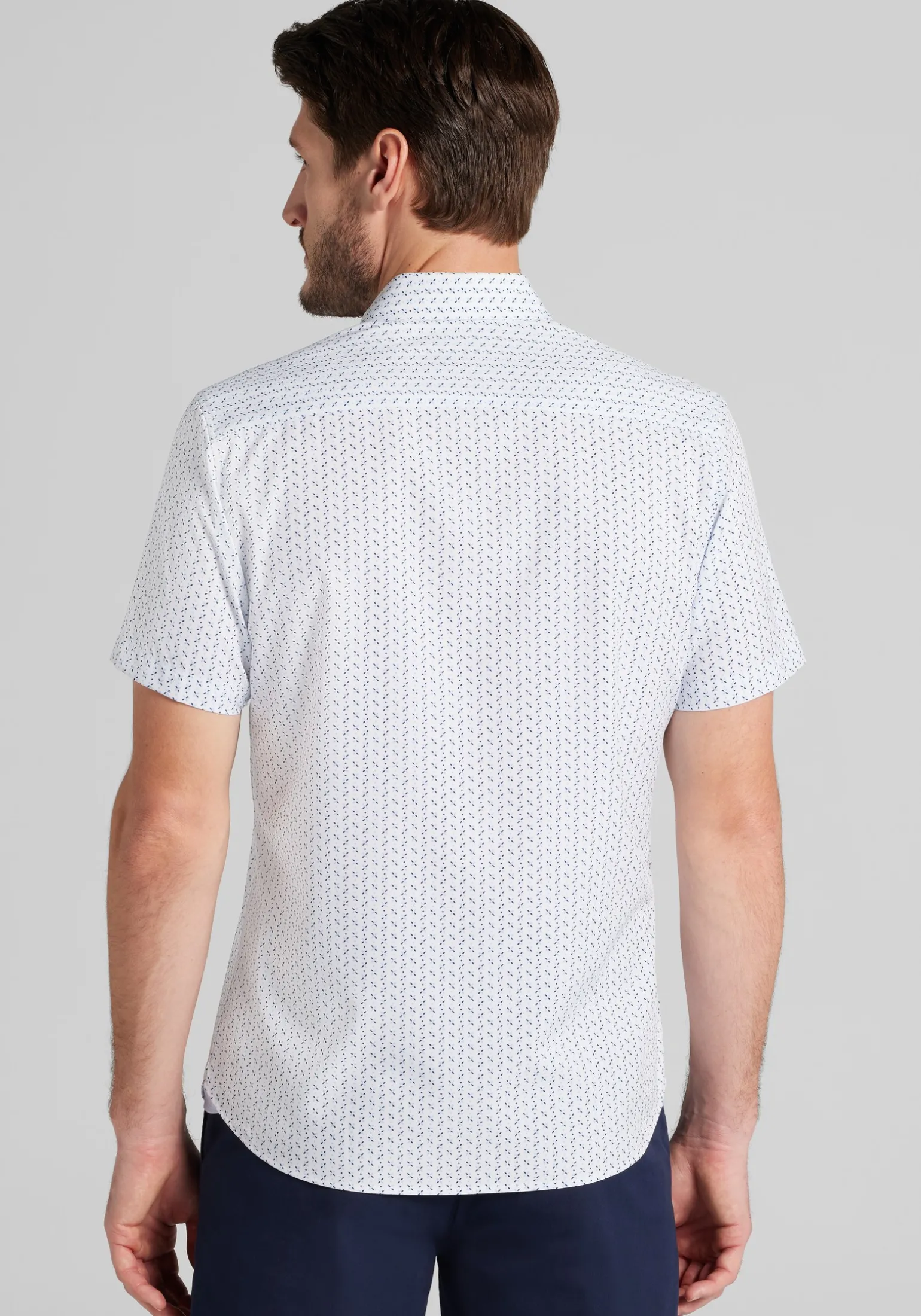 Con.Struct Slim Fit Mini Geo 4-Way Stretch Short Sleeve Button Up Shirt