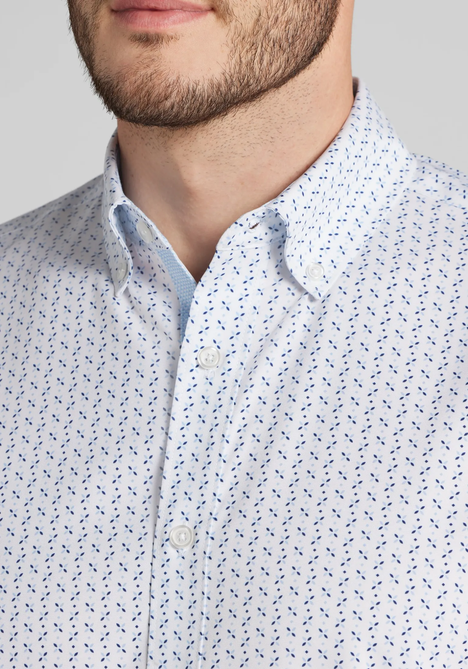 Con.Struct Slim Fit Mini Geo 4-Way Stretch Short Sleeve Button Up Shirt
