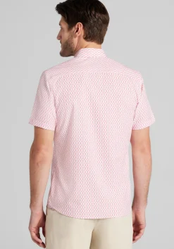 Con.Struct Slim Fit Mini Zigzag 4-Way Stretch Short Sleeve Button Up Shirt
