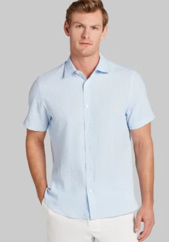 Con.Struct Slim Fit Solid Seersucker Short Sleeve Button Up Shirt - Big & Tall
