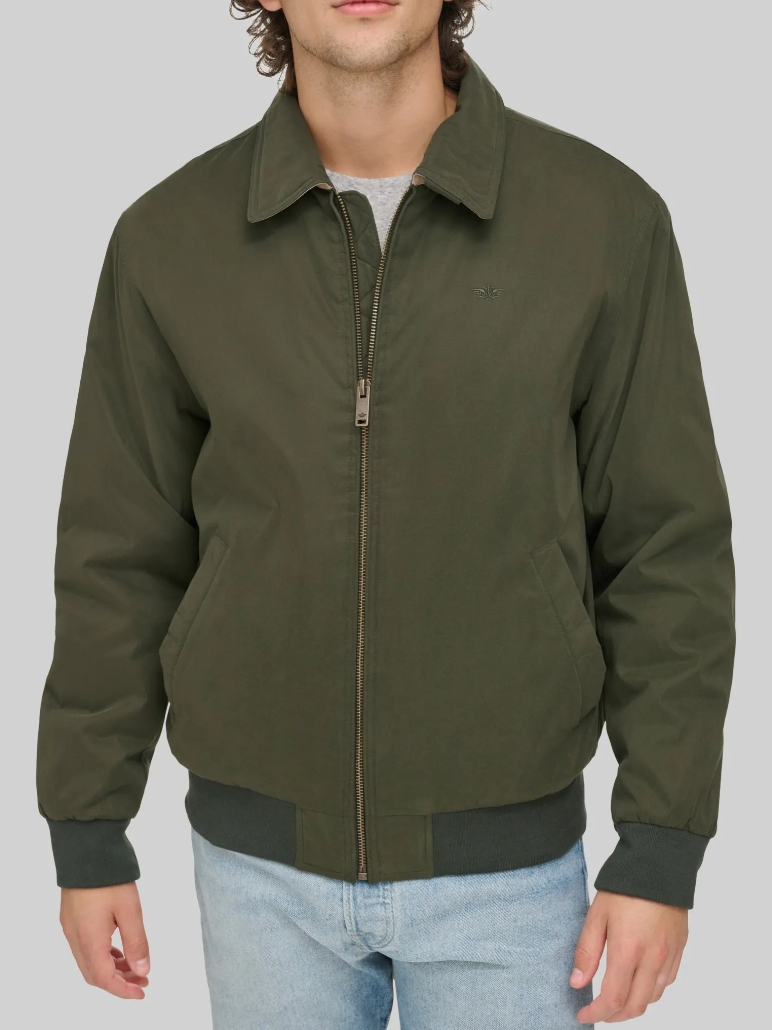 Dockers Tailored Fit Micro Twill Golf Bomber Jacket