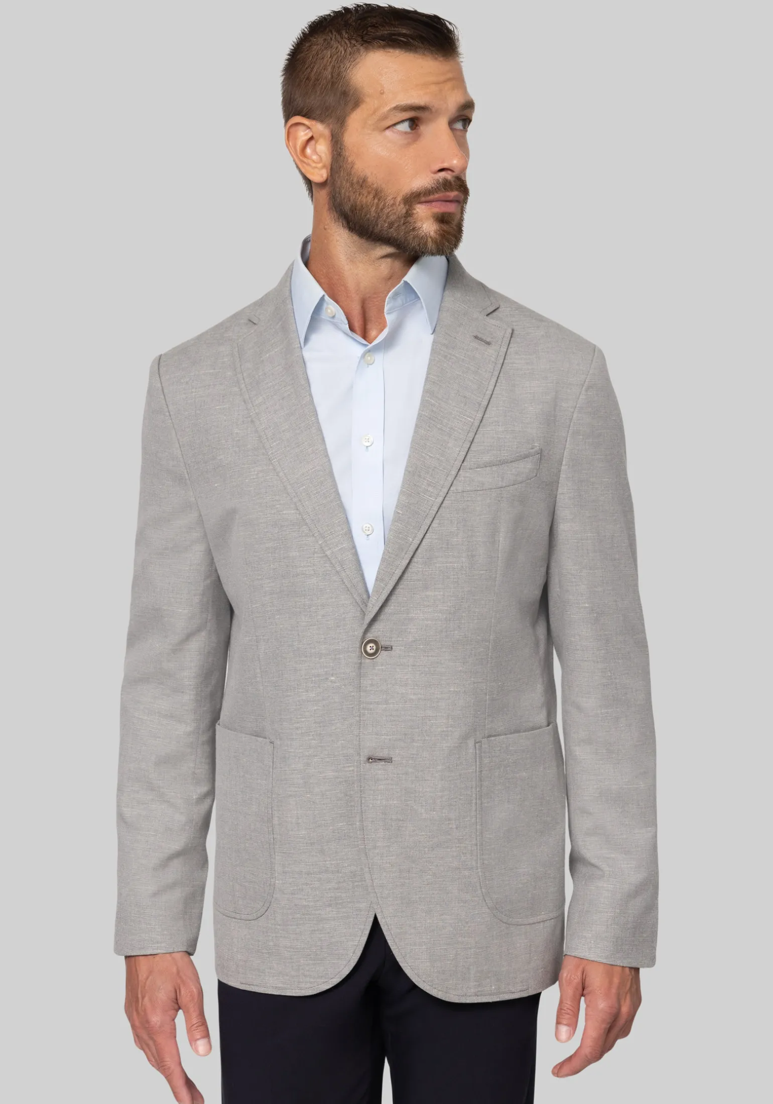 Gruner1949 Tailored Fit Linen Blend Stretch Knit Sportcoat