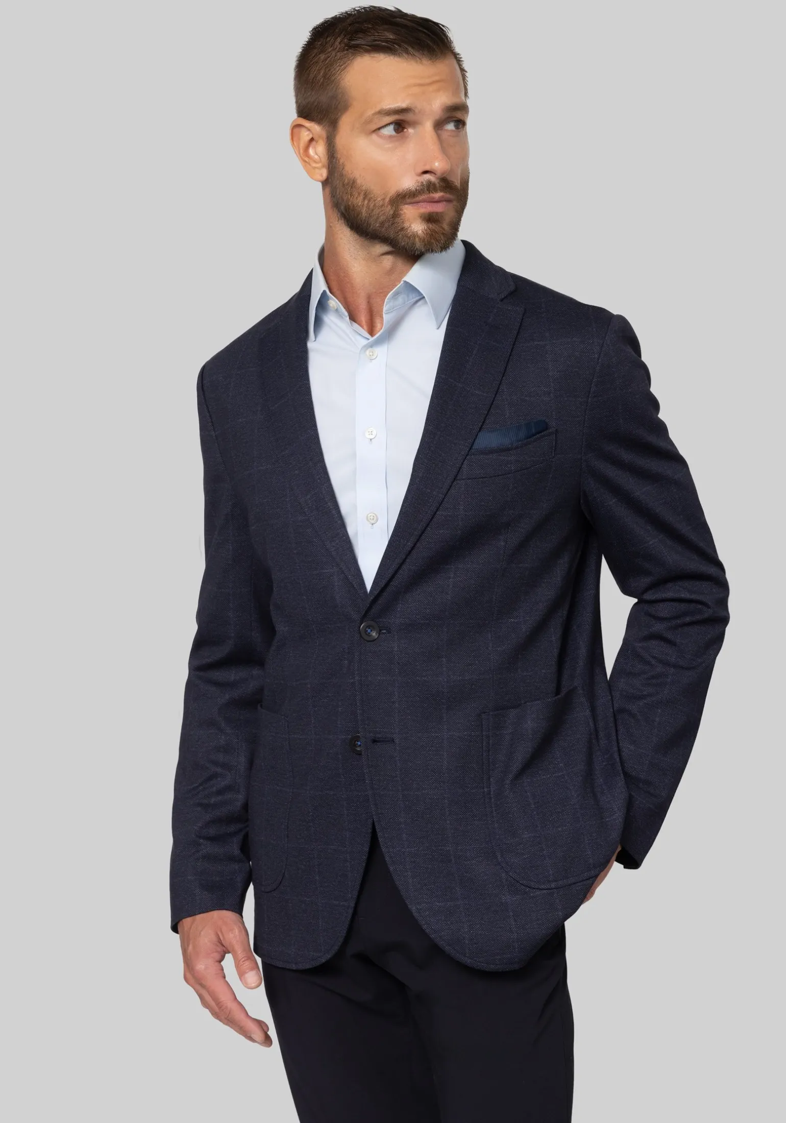 Gruner1949 Tailored Fit Windowpane 4-Way Stretch Knit Sportcoat - Big & Tall