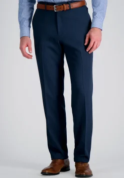 Haggar Premium Comfort Straight Fit Tonal Windowpane Flat Front Dress Pants