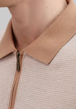 Haggar Regular Fit Rib Knit 1/4 Zip Front Short Sleeve Polo