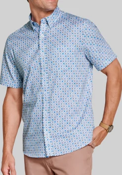 Johnston & Murphy Tailored Fit Logan Flamingo Short Sleeve Shirt