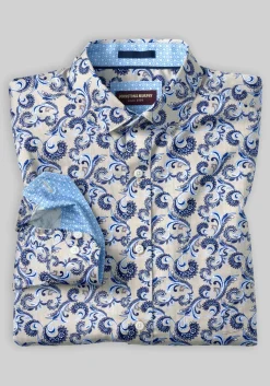 Johnston & Murphy Tailored Fit Stylized Paisley Button Up Shirt