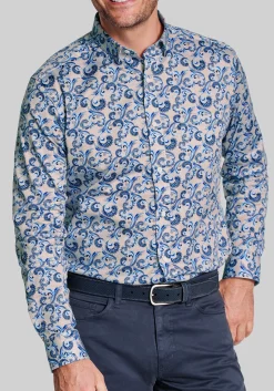 Johnston & Murphy Tailored Fit Stylized Paisley Button Up Shirt