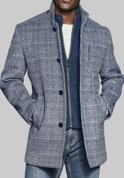 Johnston & Murphy Tailored Fit Plaid Bib Front Car Coat