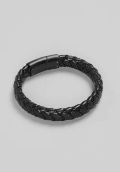 Jos. A. Bank Adjustable Braided Leather Bracelet with Magnetic Closure