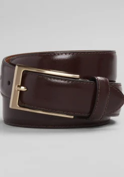 Jos. A. Bank Burnished Feather Edge Stitched Leather Belt