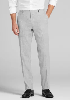 Jos. A. Bank Comfort Stretch Slim Fit Linen Blend Plaid Suit Separates Pants - Big & Tall