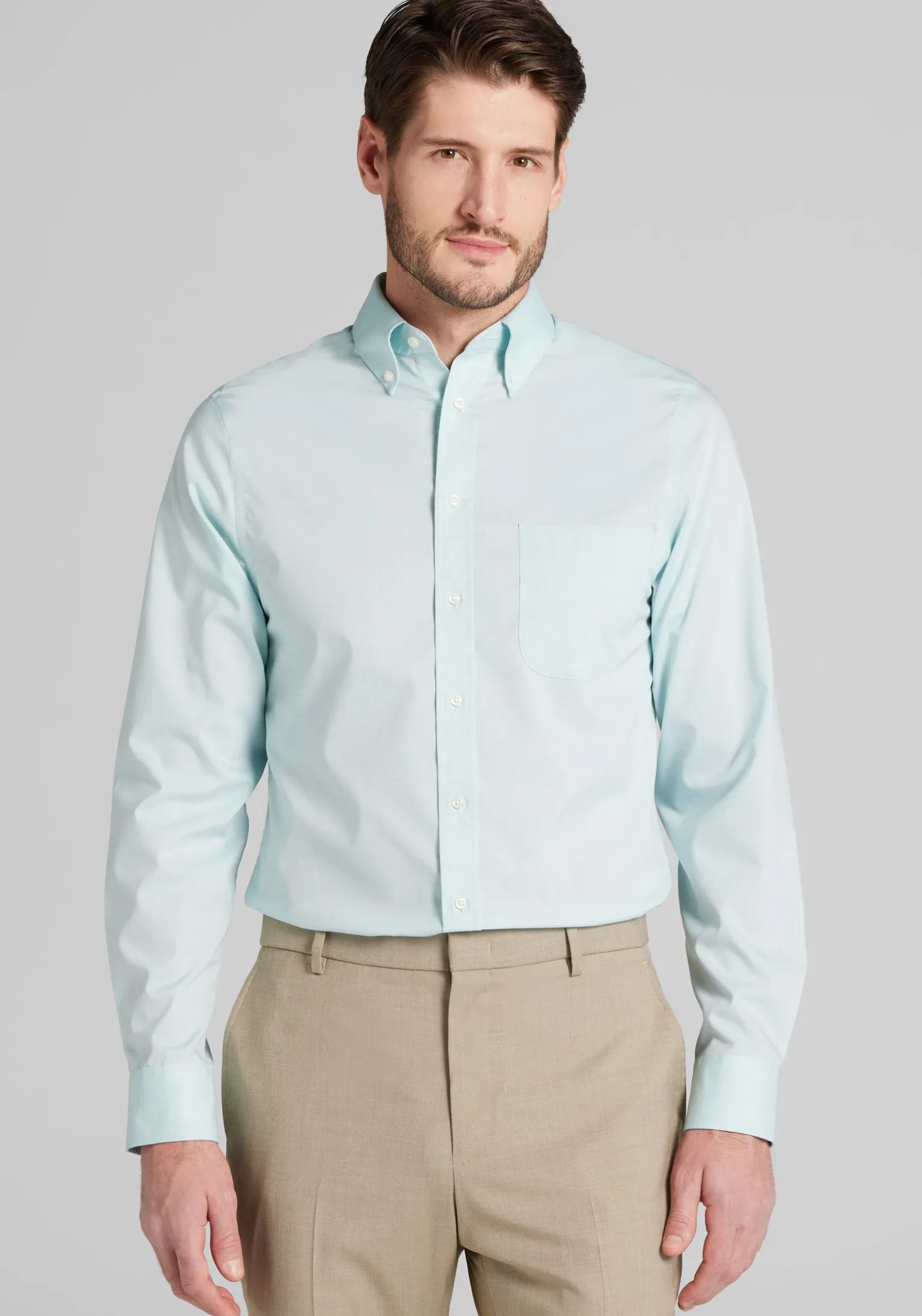 Jos. A. Bank Comfort Stretch Slim Fit Button-Down Collar Solid Dress Shirt