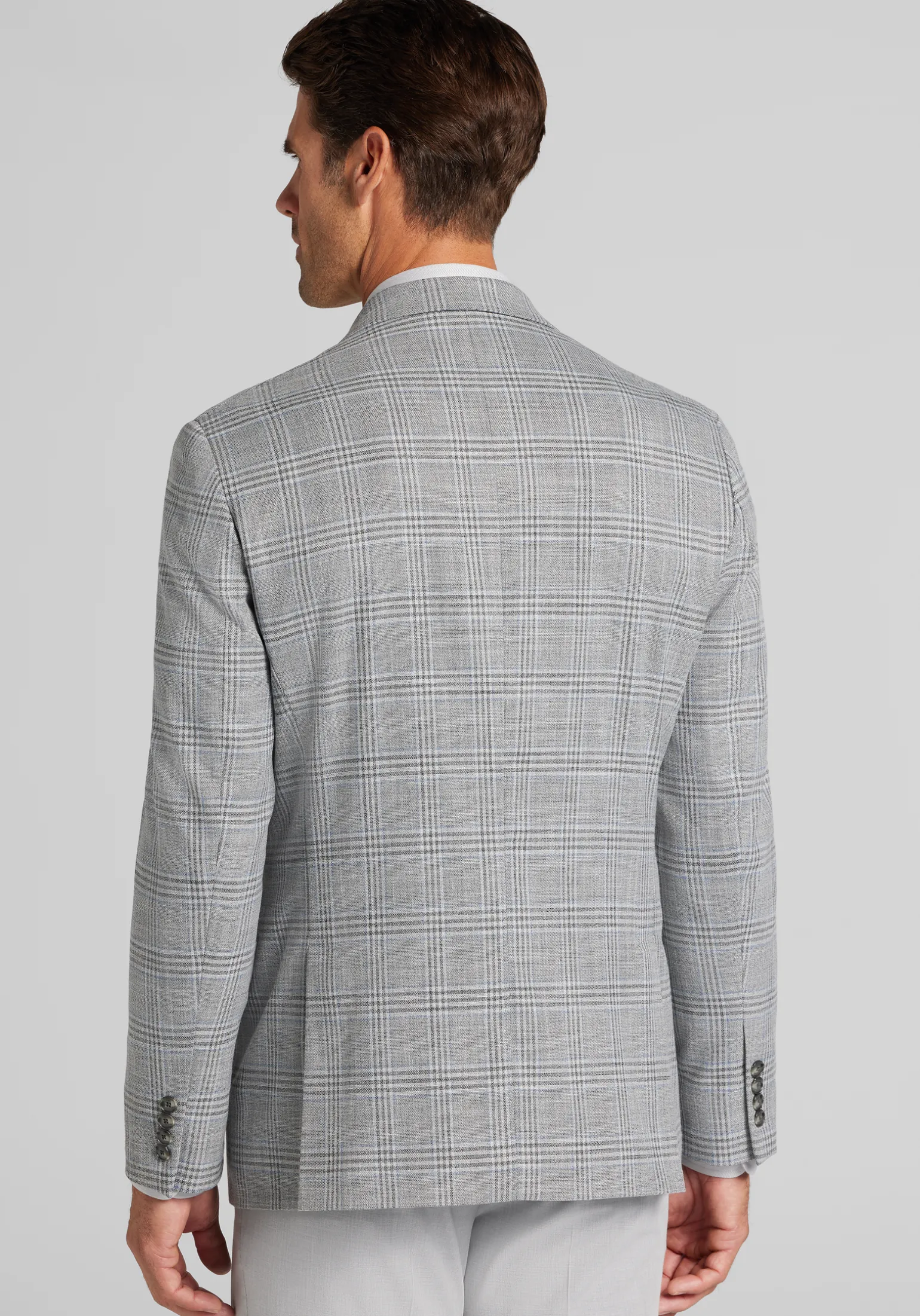 Jos. A. Bank Comfort Stretch Tailored Fit Plaid Knit Sportcoat