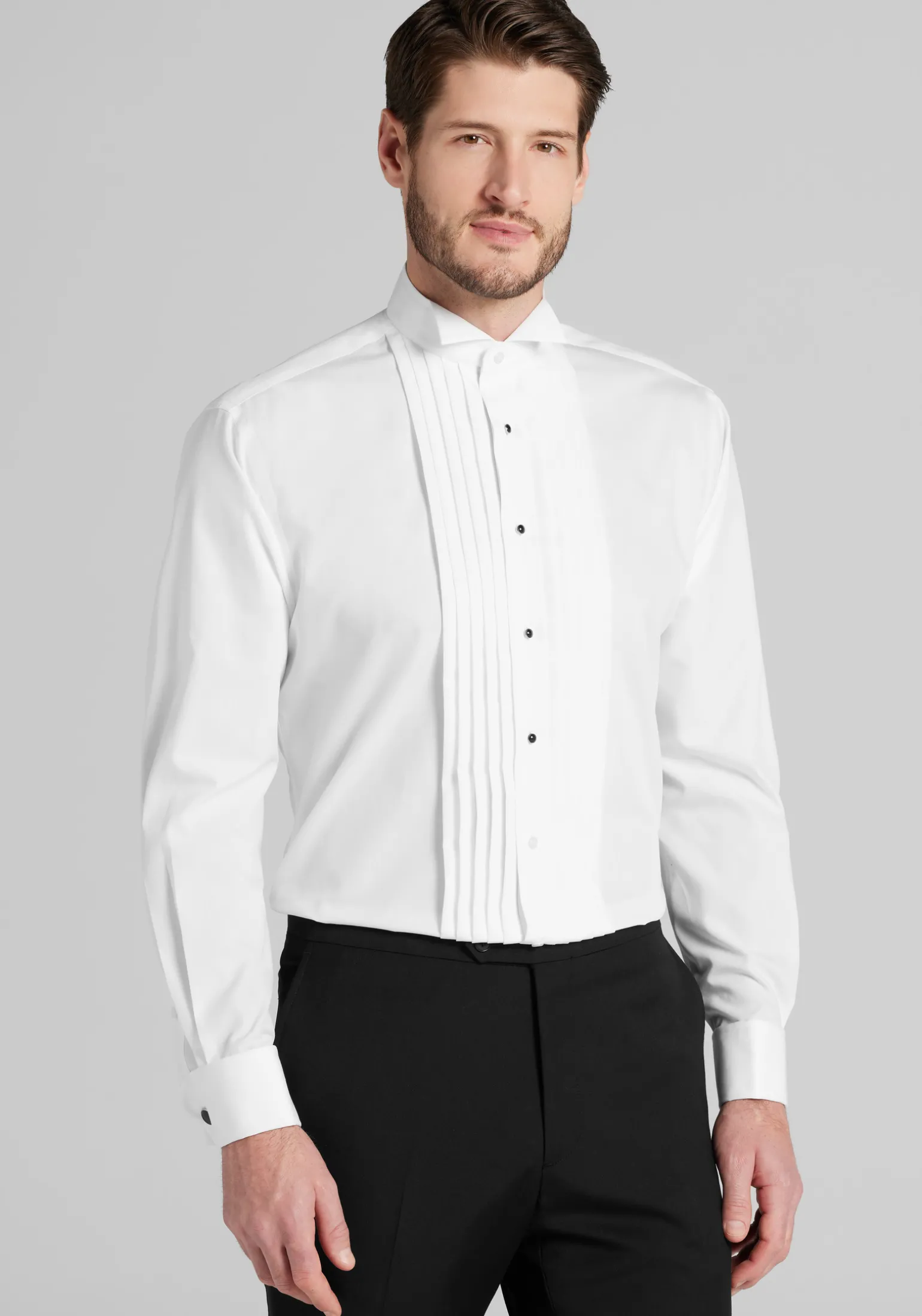 Jos. A. Bank Comfort Stretch Tailored Fit Wing Collar French Cuff Five-Pleat Formal Dress Shirt - Big & Tall