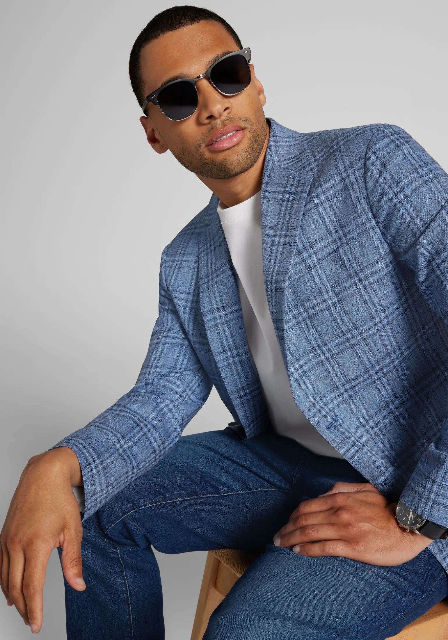 Jos. A. Bank Comfort Stretch Tailored Fit Plaid Sportcoat