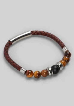 Jos. A. Bank Leather and Beads Bracelet