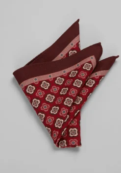Jos. A. Bank Medallion & Herringbone Reversible Wool Pocket Square