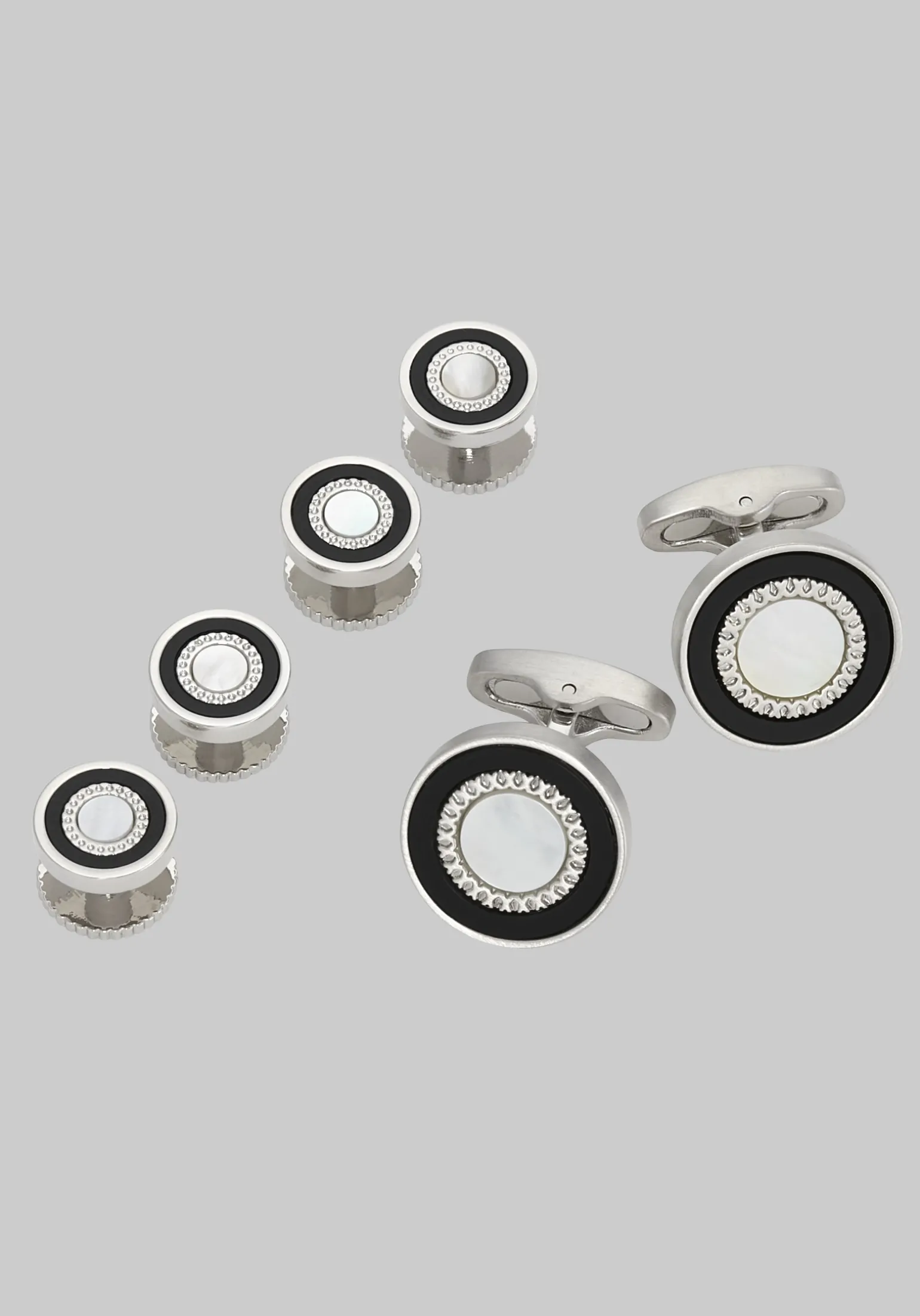 Jos. A. Bank Mother Of Pearl and Onyx Cufflink & Stud Set