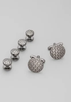 Jos. A. Bank Round Basketweave Cufflink & Stud Set