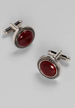 Jos. A. Bank Round Stone Antique Silver Braided Border Cufflinks