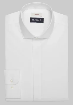 Jos. A. Bank Slim Fit Spread Collar Covered Placket Solid Dress Shirt