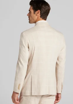 Jos. A. Bank Tailored Fit Comfort Stretch Linen Blend Windowpane Suit Separate Jacket