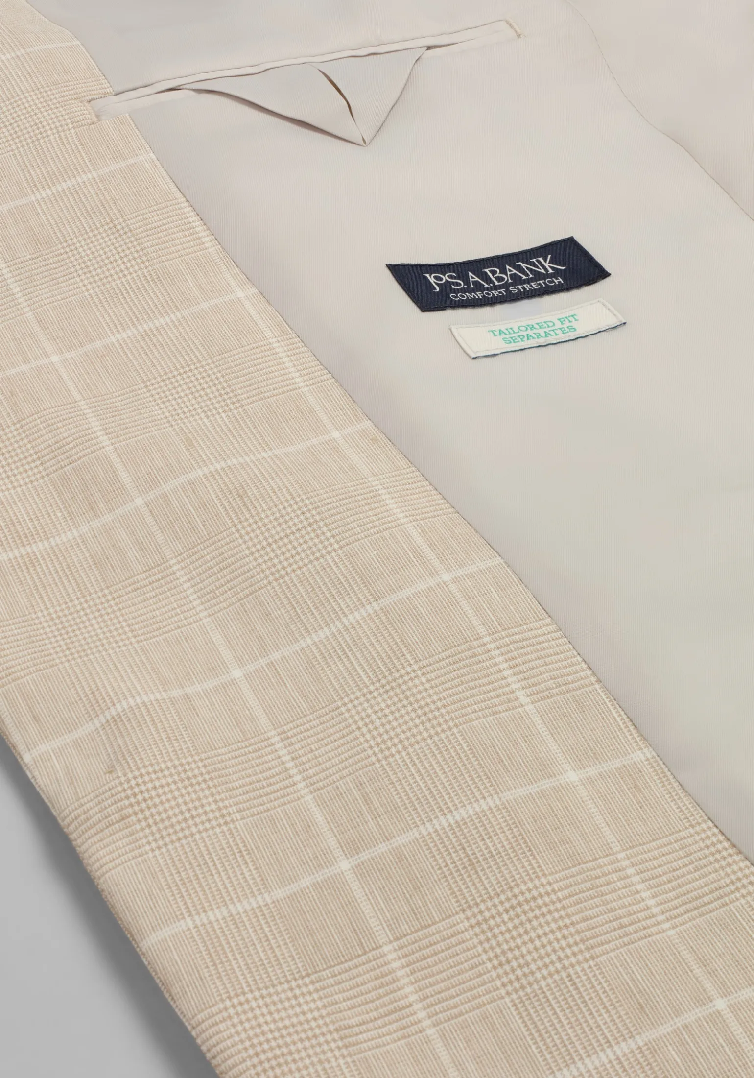 Jos. A. Bank Tailored Fit Comfort Stretch Linen Blend Windowpane Suit Separate Jacket