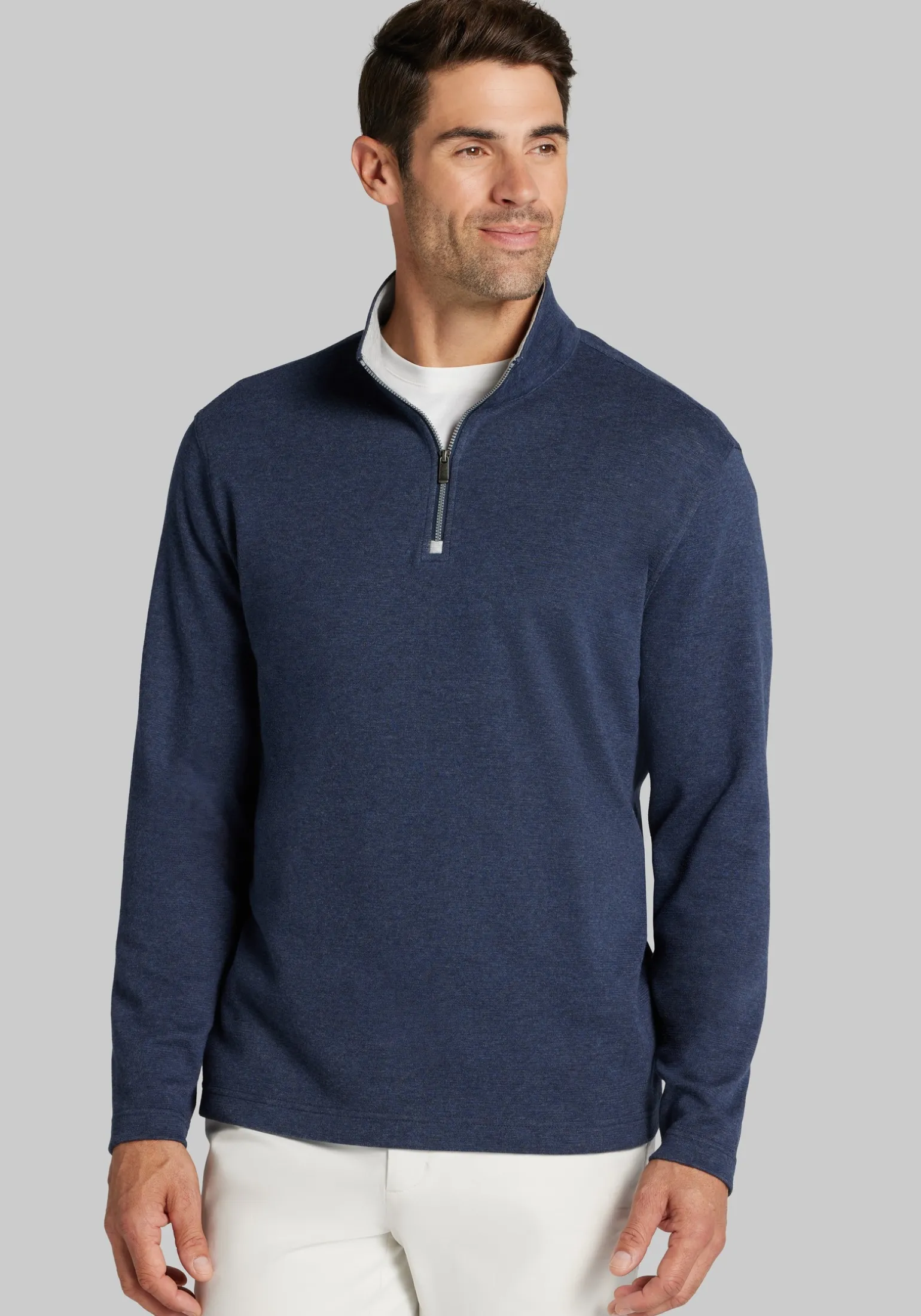 Jos. A. Bank Tailored Fit Double Face 1/4 Zip Pullover