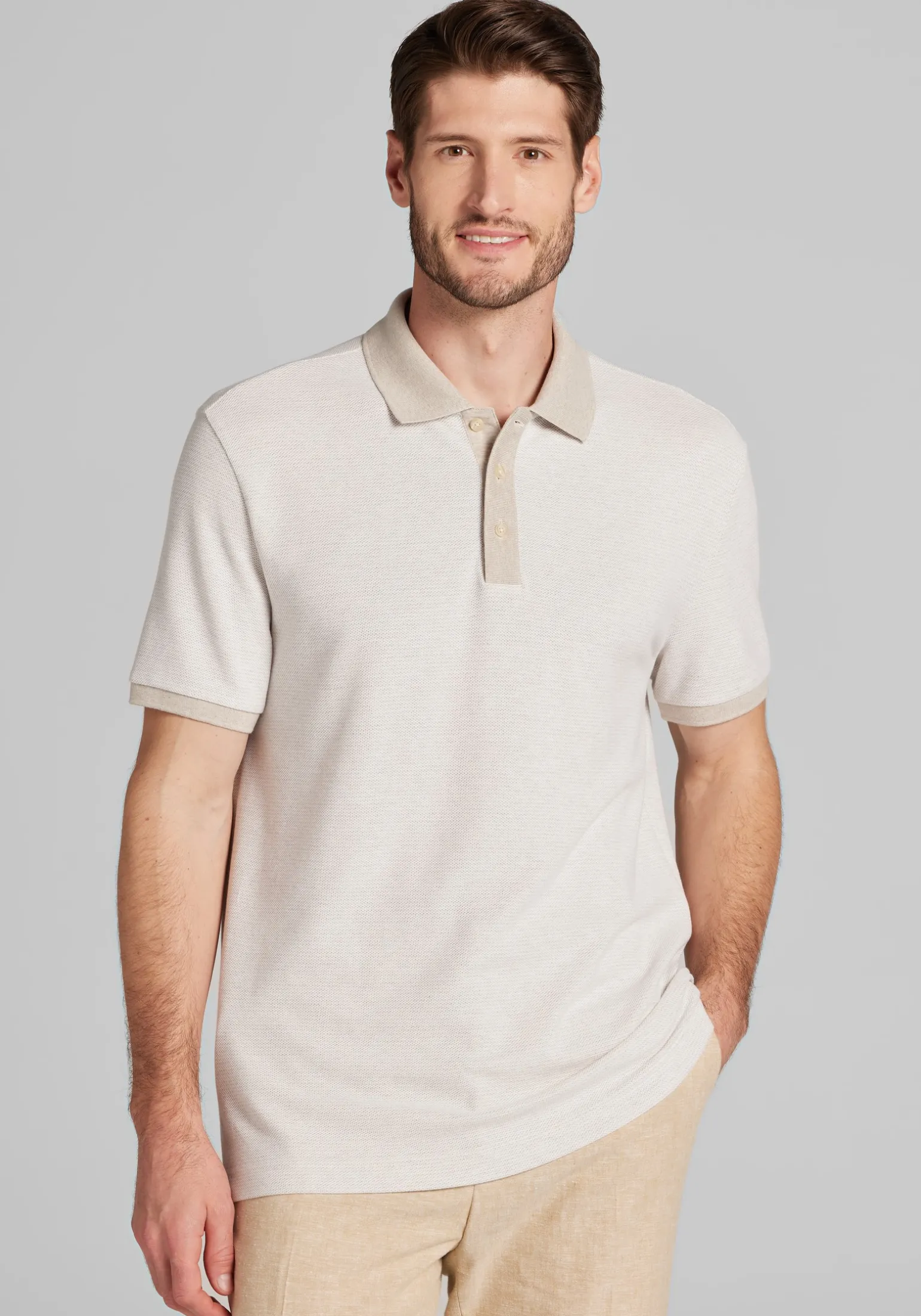 Jos. A. Bank Tailored Fit Jacquard Knit Polo