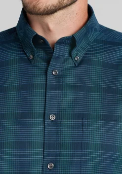 Jos. A. Bank Tailored Fit Large Plaid Button Up Shirt - Big & Tall